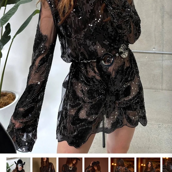 12th Tribe Black Sheer Sequin Dress - Picture 2 of 5